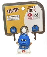 Lucchetto Bagaglio M&M's World Personaggio Blu Con 2 Chiavi Nuovo Sigillato
