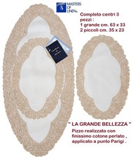 Tris centri lino pizzo tombolo