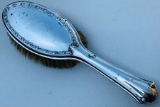 Oval vanity hair brush, Silver, hallmarked Birmingham 1912 by William Adams Ltd.