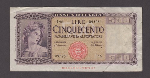 Italy 80a 3251 500 lire - italy, p.80a-3251