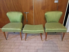 Poltroncine  soggiorno  vintage in  velluto  verde  con  tavolino