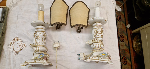 Lampada ceramica putti - ceramica,