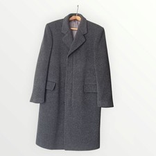 Cappotto lana uomo lungo lana giacca grigio lana tranch coat Crombie owercoat Vintage XL