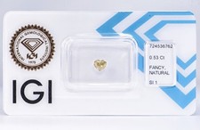 Diamante Naturale Cuore/Heart 0.53 Ct FANCY NATURAL YELLOW SI1 | Certificato IGI