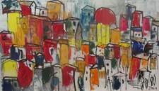 Dipinto olio espressivo città