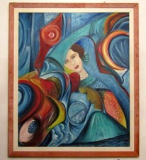 MARIA MURGIA  "Il sole e la luna"   Olio su tela cm 120x100