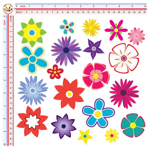 Fiori stilizzati adesivi - adesivi, auto