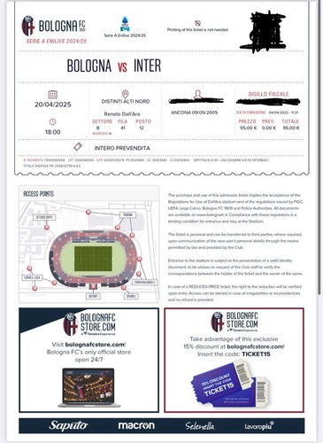 Biglietti bologna inter 2025 - biglietti,