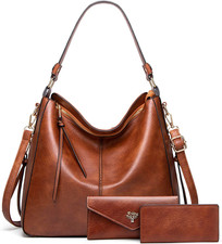 Borsa Donna Grande Tracolla PU Set 3 Pezzi con Portafoglio e Porta Carte