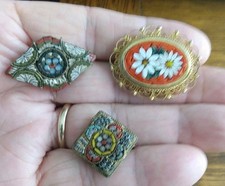 Lotto 3 spille cesto micro mosaico vintage firmate Made in Italy