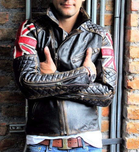 Giacca pelle uomo biker - in,