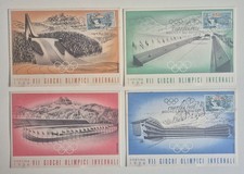 Serie di 4 cartoline VII GIOCHI OLIMPICI INVERNALI CORTINA 1956