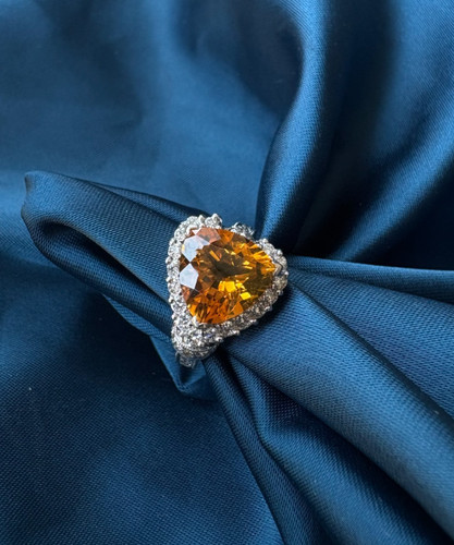 Bague citrine diamant or - bague,