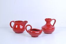 Set tre brocche ceramica smaltata rossa vaso porta candela 