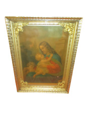 Quadro Gesù con bambini oleografia in cornice in foglia oro - epoca fine '800