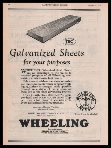 Pubblicità 1926 wheeling - 1926,
