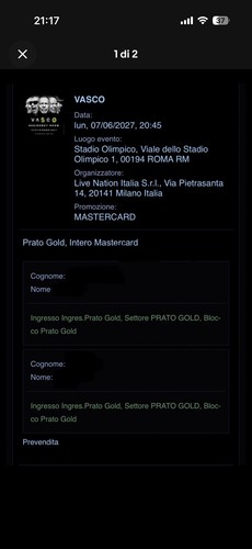 Biglietti prato gold vasco - prato,