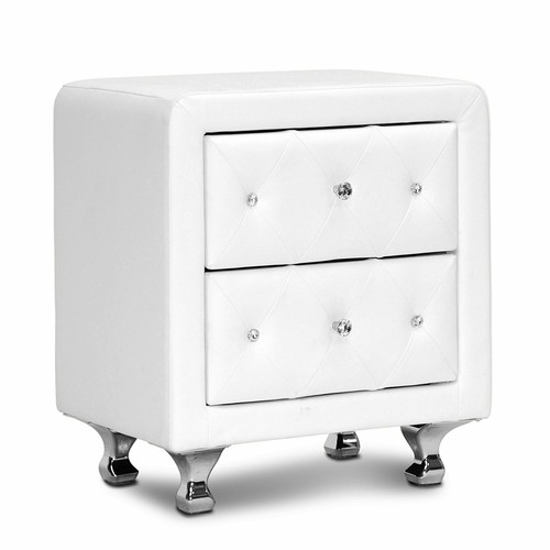 Comodino bianco ecopelle