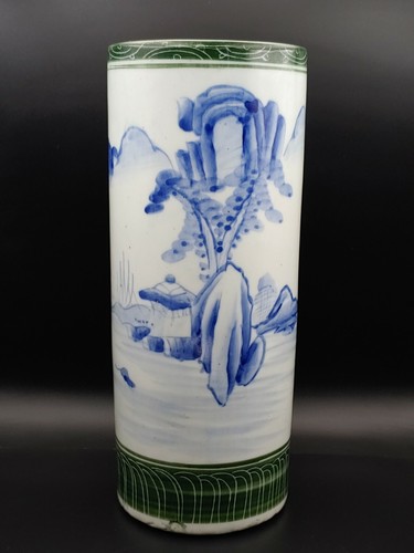 康熙翠毛蓝青花绿釉山