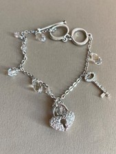 Bracciale con ciondolo a lucchetto SWAROVSKI in scatola - Cristalli Briolette - Placcato rodio