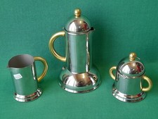 SET CAFFETTIERA 6 TAZZE +  LATTIERA + ZUCCHERIERA VINTAGE INOXPRAN NUOVO. BF47