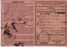 TESSERA POSTALE UNIVERSALE 1934