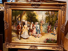 OLIO SU TELA"DAME E CAVALIERI