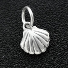 Ciondolo conchiglia capesante spiaggia vita marina mare vero argento sterling 925