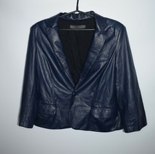 Giacca blazer pelle blu navy