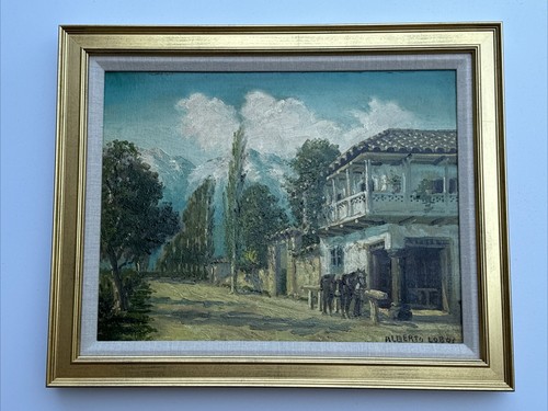 Antico dipinto villaggio - antico,