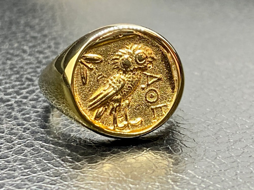Anello sigillo gufi atena - sigillo,