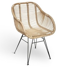 Sedia Desy in vero legno di bambu con gambe in ferro verniciato