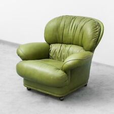 POLTRONA CON ROTELLE IN PELLE VERDE DESIGN ANNI ’50 VINTAGE MODERNARIATO