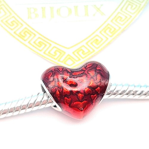 Charm argento 925 - cuore, rosso