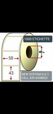 20 rotoli di etichetti carta termica adesiva 58x43 foro 40  etichette 1000