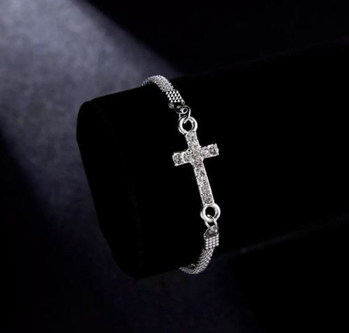 Bracciale croce strass - bracciale,