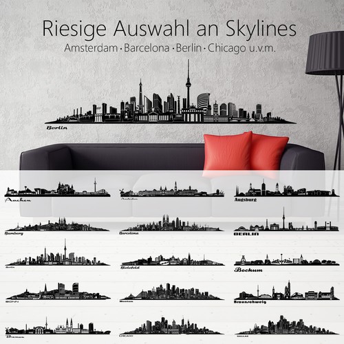 Adesivo murale skyline wall
