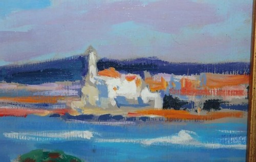Antico dipinto olio paesaggio