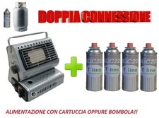 STUFA STUFETTA PORTATILE A GAS DOPPIA CONNESSIONE - INCLUSE 4 CARTUCCE A GAS