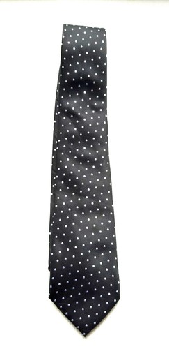 Cravatta nera pois bianco - cravatta, .