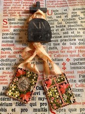 RARO LOTTO ESORCISMO: croce in legno 14° stazione via crucis con scapolari decorati