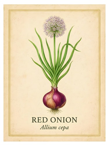 Poster botanico cipolla rossa - botanico,