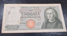 CINQUEMILA 5000 LIRE COLOMBO 1 CARAVELLA CARTA BIANCA DECRETO 04/01/1968...