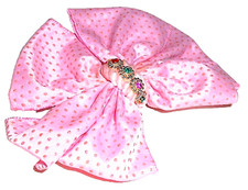 grosso fiocco fermaglio per capelli anni 80 rosa con pois e gioiellini