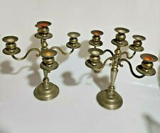 coppia candelabri metallo finto argento 5 luci vintage