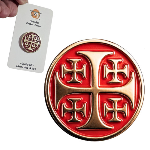 Jerusalem cross pin badge - cross,