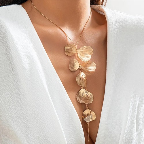 Collana foglia lariat oro - foglia,