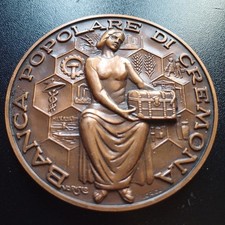 Vecchia Medaglia Banca Di Cremona Mm 80 Buona Conservazione Lotto Sc6