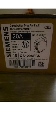 Siemens qa120afcn 120v 20a - 10,