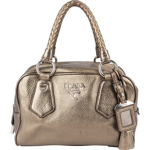 Prada metallic pebbled leather - prada,